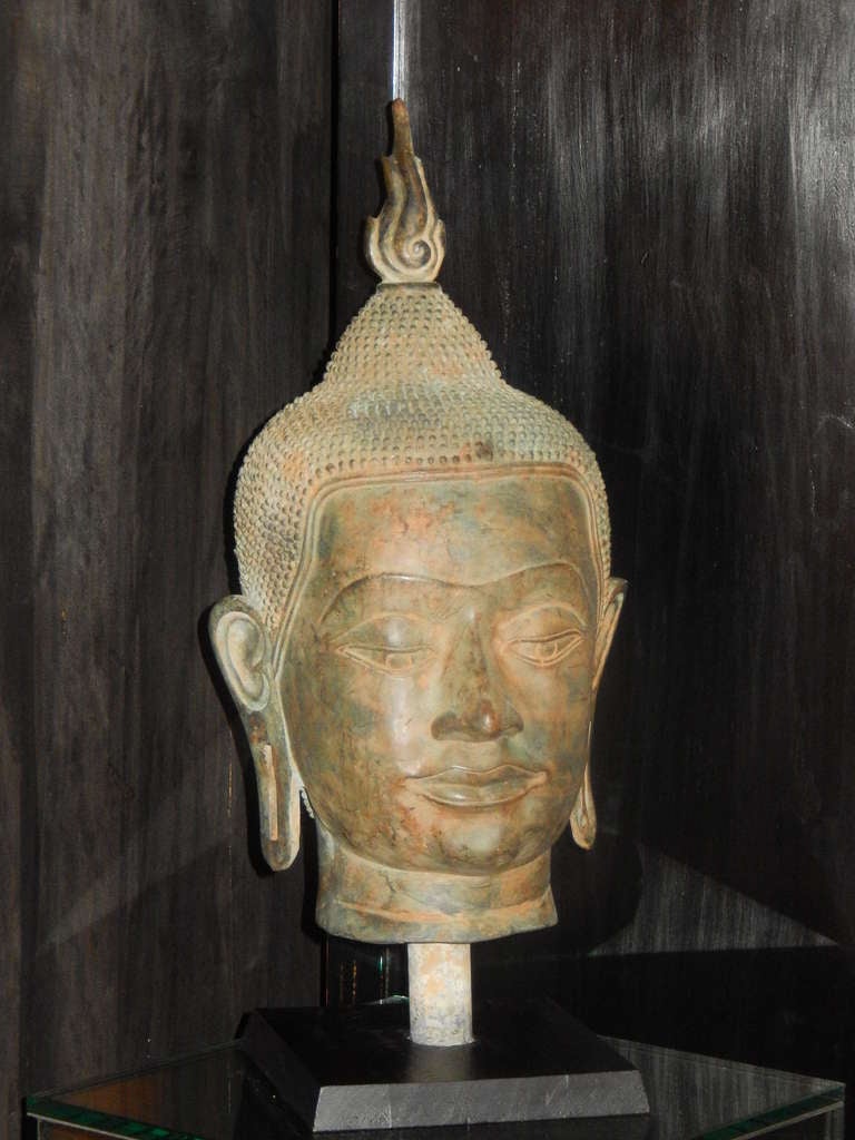 An Burmese Bronze Buddha on Stand