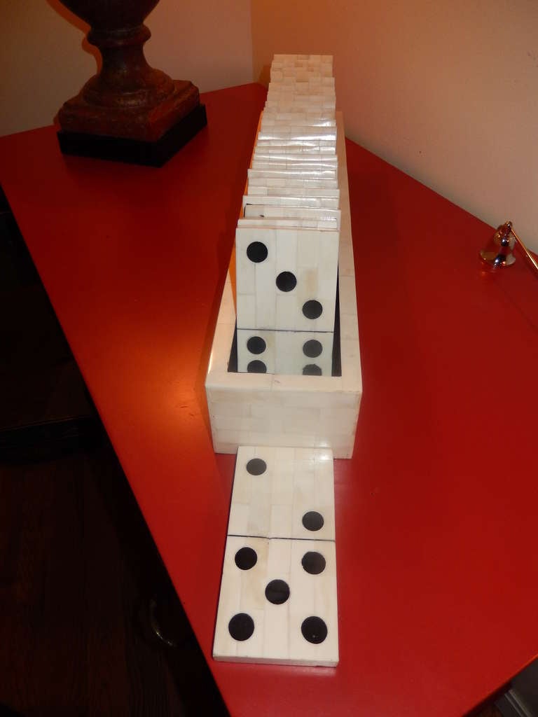 Modern A Large Bone Crafted Boxed Domino Set