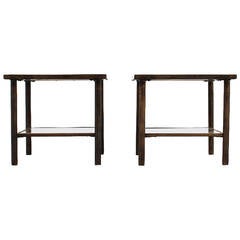 Pair of Philip and Kelvin LaVerne End Tables with Abstract Design