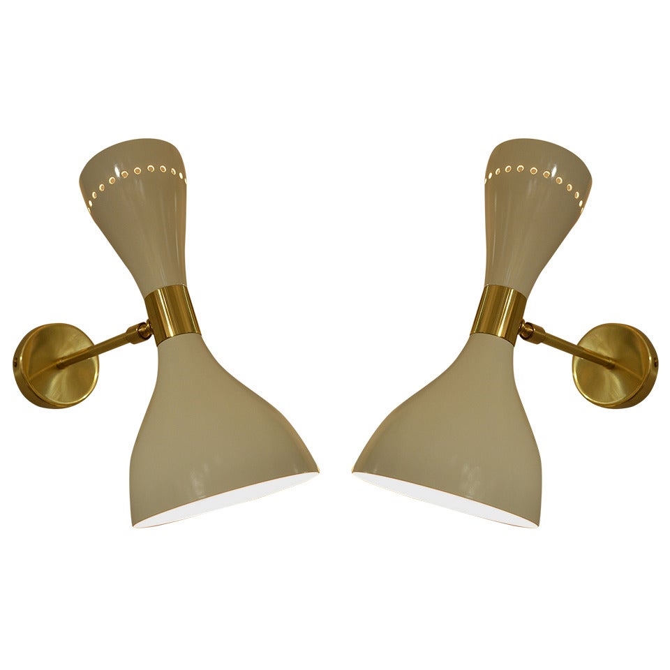 Pair of Dual Shade Articulating Wall Sconces
