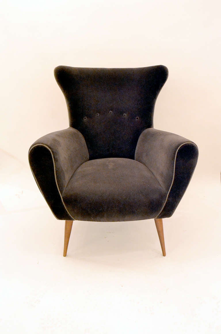 Restyled Wing Back Club Chair Originally Designed by Gio Ponti