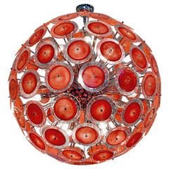 Spettacolare lampadario a disco in vetro di Murano