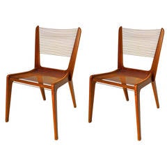 Pair of Jacques Guillon Cord Chairs, Canada, 1950s 11