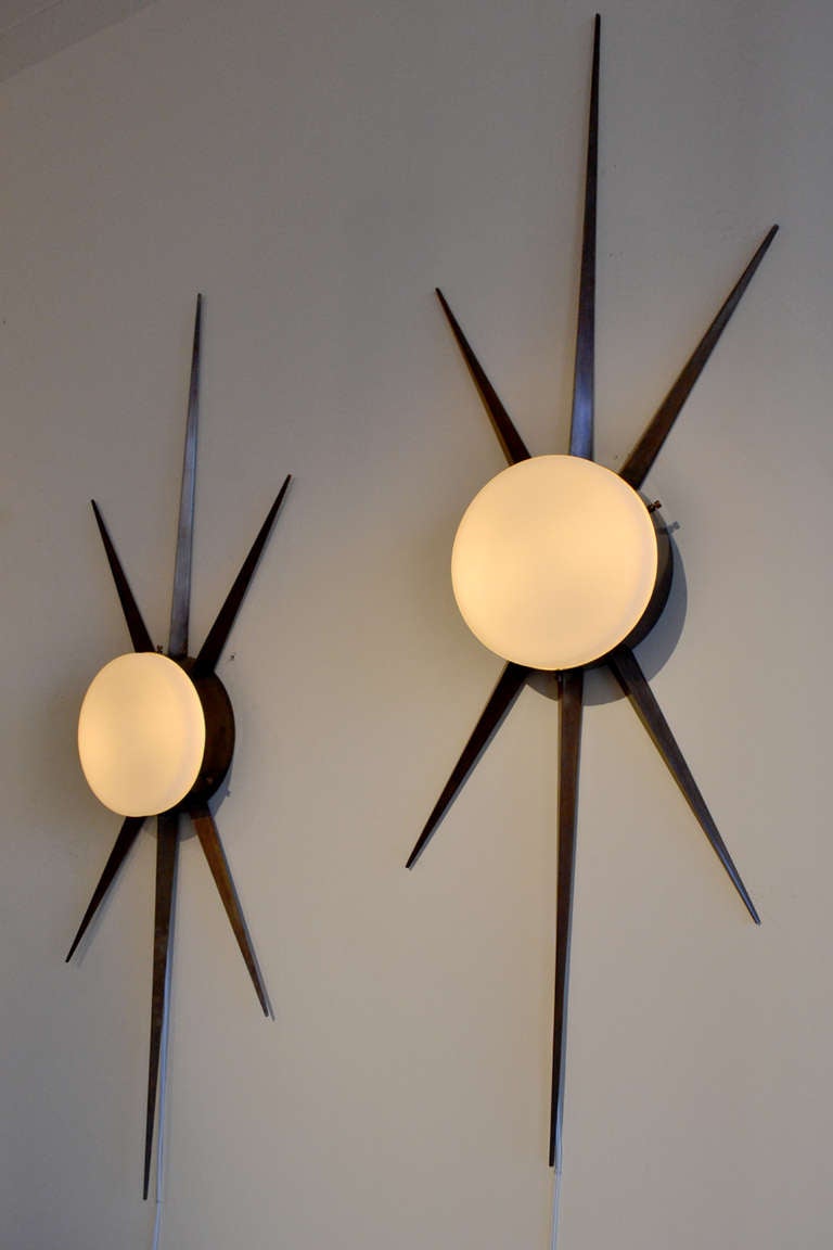 Mid-Century Modern Pair of Gio Ponti Starburst Sconces, Italy 1950s