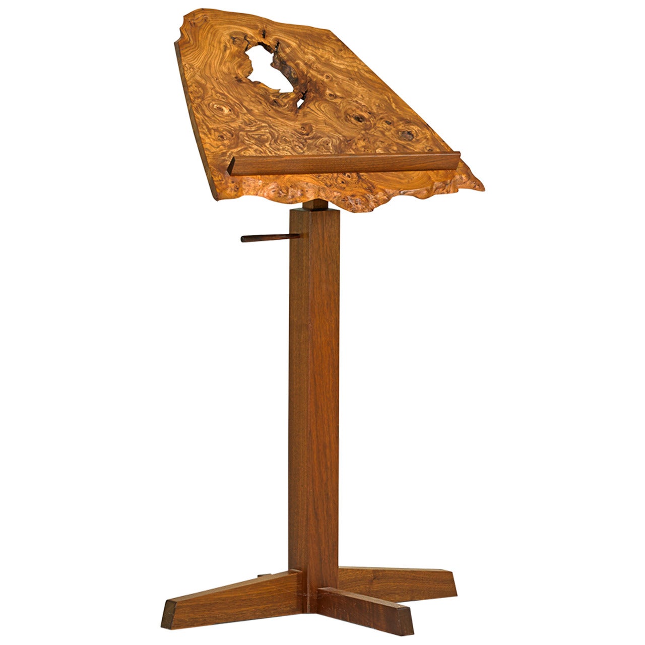 George Nakashima Adjustable Music Stand in Burl, Elm & Walnut, USA 1980 In Good Condition In New York, NY