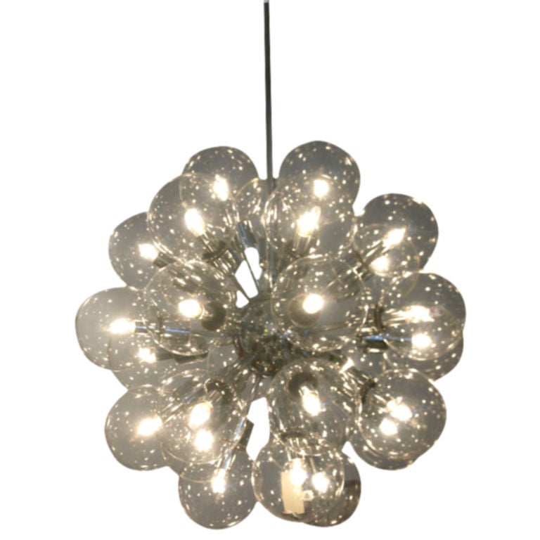 Chrome Sputnik Chandelier with Glass Globes by Lightolier