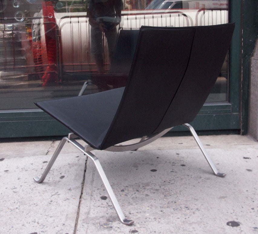 Poul Kjaerholm PK 22 Lounge Chairs in Black Leather  4 available