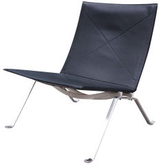Poul Kjaerholm PK 22 Lounge Chairs in Black Leather  4 available