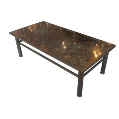 A Patinated and Enameled Bronze Coffee Table by Laverne