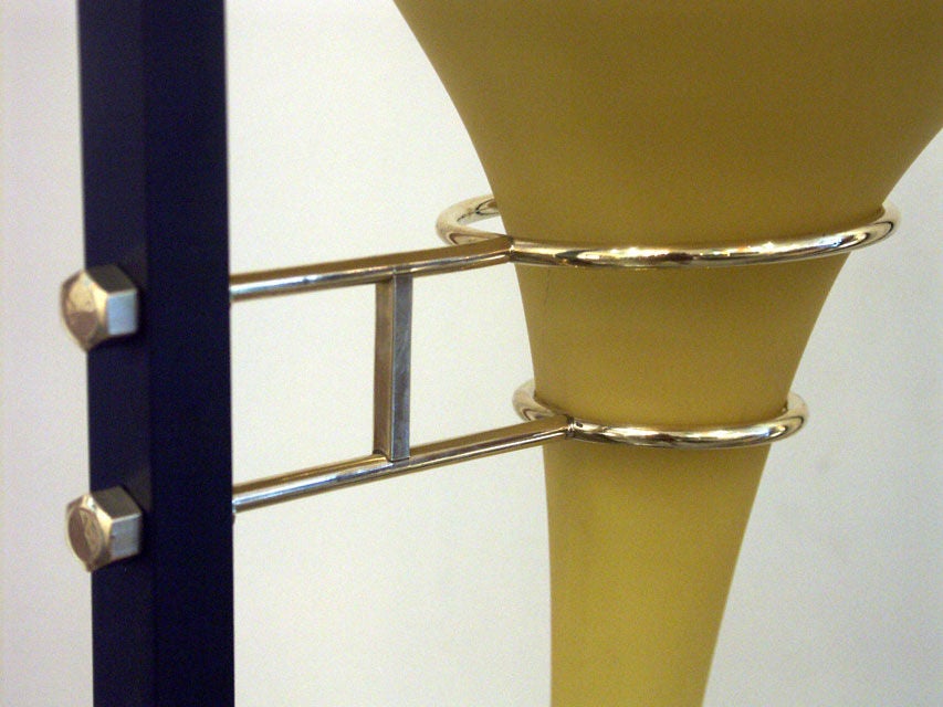 Italian Stilnovo Floorlamp with Brilliant Yellow Glass Shade