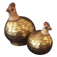 Vintage Pair of Decorative Mexican Chickens by Blazquez