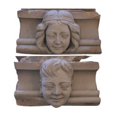 Famed Erasmus High School, Pair of Terracotta Heads