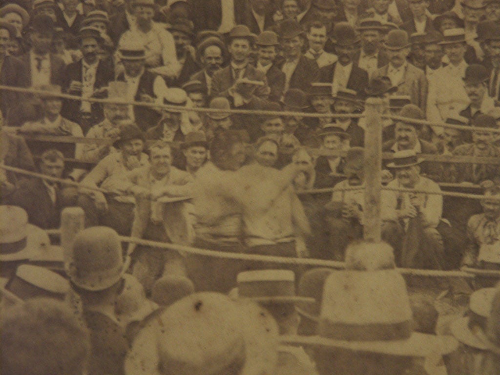 20th Century Sullivan Kilrain Bare Knuckle Boxing Photo by Thomas Pye 1889