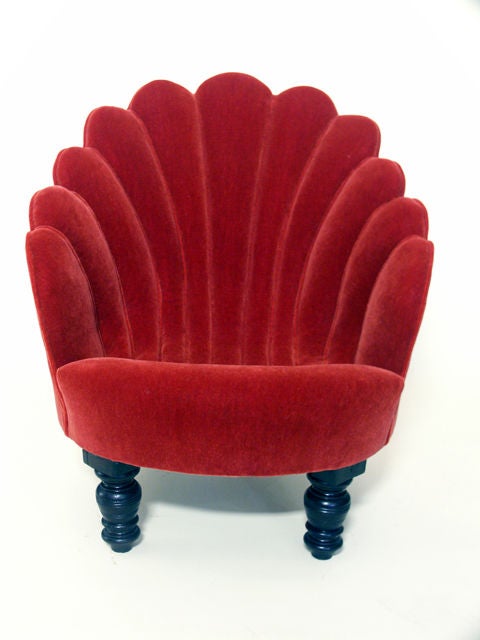 Lyrical chair of small size recently reupholstered in a beautiful mohair.