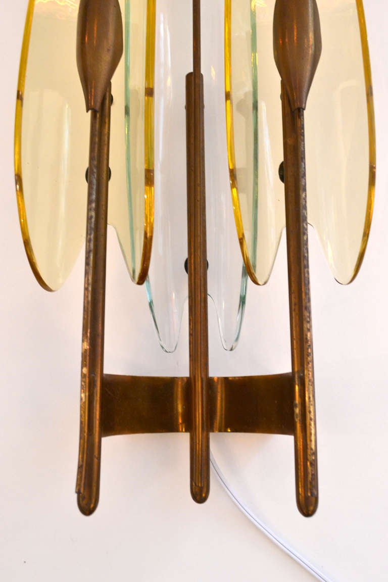 Glass Stunning Pair of Dahlia Sconces by Fontana Arte