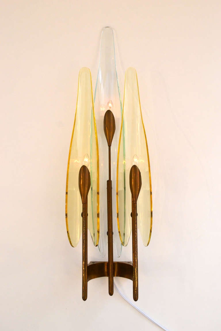 Italian Stunning Pair of Dahlia Sconces by Fontana Arte