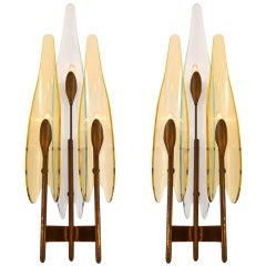 Stunning Pair of Dahlia Sconces by Fontana Arte