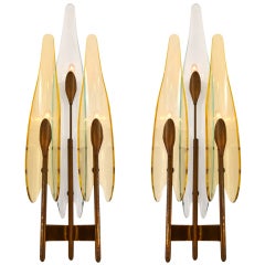 Stunning Pair of Dahlia Sconces by Fontana Arte