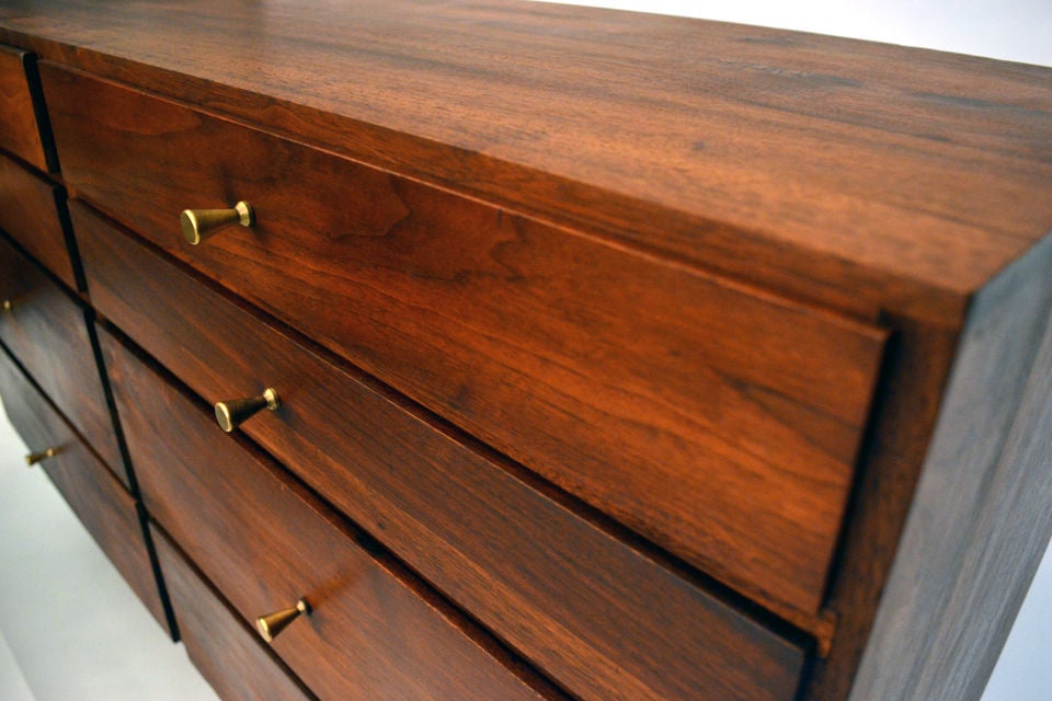 Wonderful dresser with the trademark Paul McCobb style brass pulls. manufactured by The Country Workshop furniture Co. 1950-1970's.