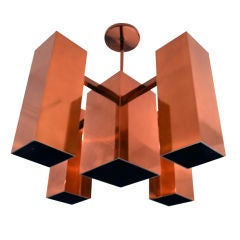 Architectural Copper Chandelier by Robert Sonneman 2