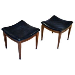 Pair of Leather stools by Fritz Henningsen