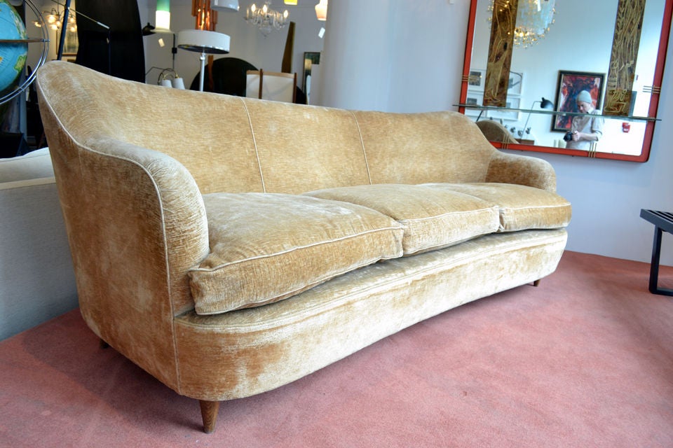 A rare and fine sofa designed by Gio Ponti for the Hotel Bristol, in Merona, Italy.<br />
In it's orignial conditon, stuffed with down.  This sofa has style!
