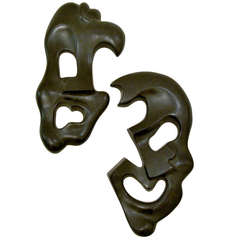 Carved Wood Tragedy and Comedy Masks 9