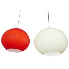 Pair of Large Glass Pendant Lights by Alessandro Pianon for Vistosi, Italy 1960s