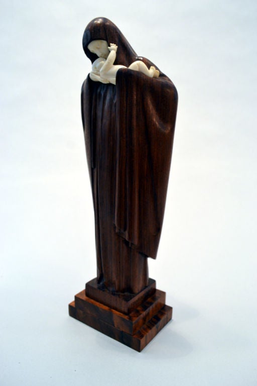 French Magnificent Statue of Madonna and Child By Lucienne Heuvelmans
