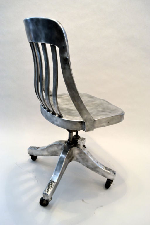 American Exquisite Polished Aluminum Desk Chair 1940's