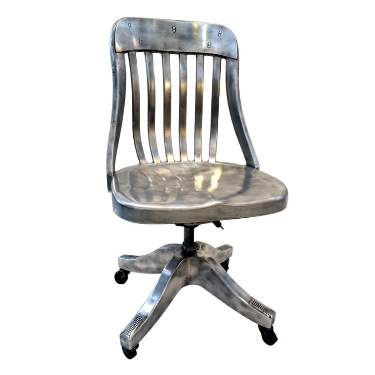 Exquisite Polished Aluminum Desk Chair 1940's