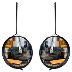 Pair of Classic Leather  Mirrors by Maison + Jardin