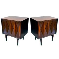 Pair  of Diamond Pattern Nightstands