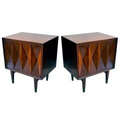 Pair  of Diamond Pattern Nightstands