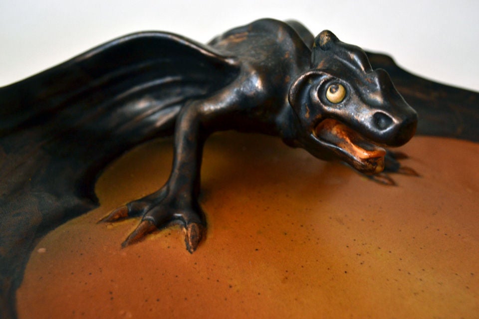 1904 P. Ipsens Enke Ceramic Dragon, Signed and Dated 2