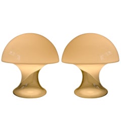 Pair of 1960's Murano Mushroom Table Lamps