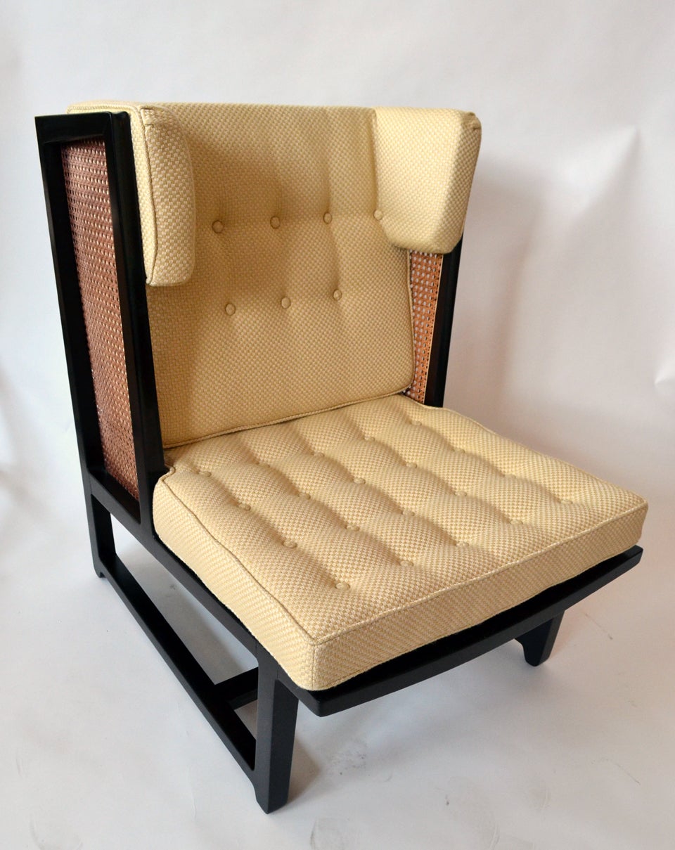 Pair "In the style of" Edward Wormley Cane Lounge Chairs