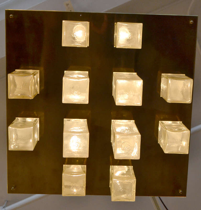 Brass Geometric Ceiling Fixture by Gaetano Sciolari