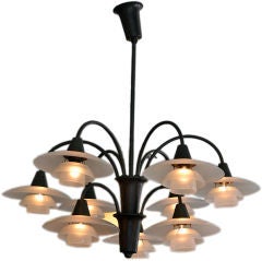 Exquisite 9 Arm Cascade Chandelier by Poul Henningsen 1930's