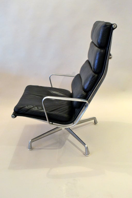 American Pair of  Eames Softpad Aluminum Group Lounge Chairs
