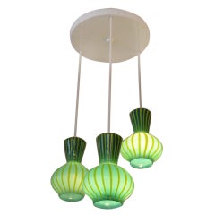 Hand Blown Assemblage of Striped Glass Pendants 4