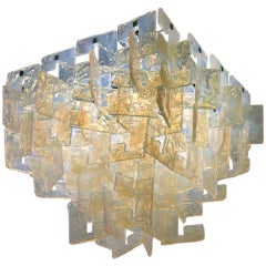 Interlocking Opalescent Glass Chandelier, Italy 1970s 9