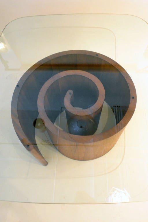 American Wonderful Walnut Snail Table by Vladimir Kagan