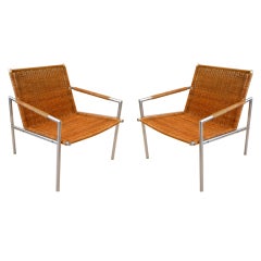 Modernist Pair of Rattan Lounge chairs by Martin Visser