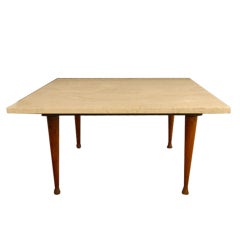 Mid-Century Travertine Top Coffee Table