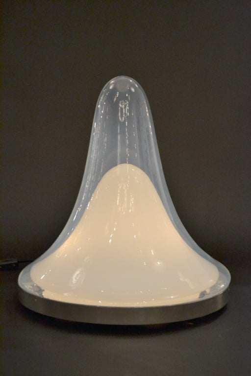 A futuristic table lamp by Carlo Nasson for Mazzega.