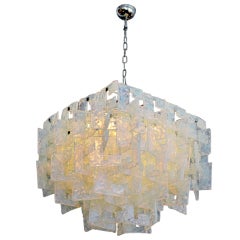 An Elegant Opalescent Chandelier by Carlo Nasson for Mazzega