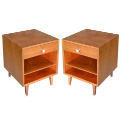 Pair Mid Century Walnut Nightstands by George Nelson