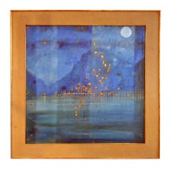 Surreal Nightscape Painting of Lake Como, Italy, by Pucci