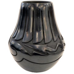 Vintage Native American Artisan Carved Vase